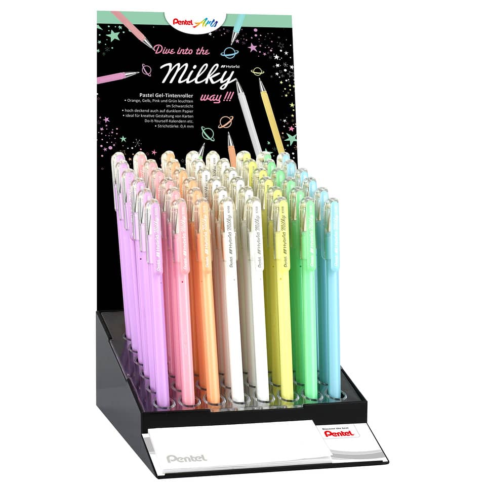 Gel-Tintenroller Hybrid Milky K108, 0,4mm, im Display sortiert PENTEL K108P-4E