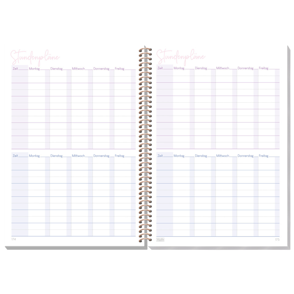 Notizbuch, Spiralbindung, Kalender, Drucklayout, Wochentage