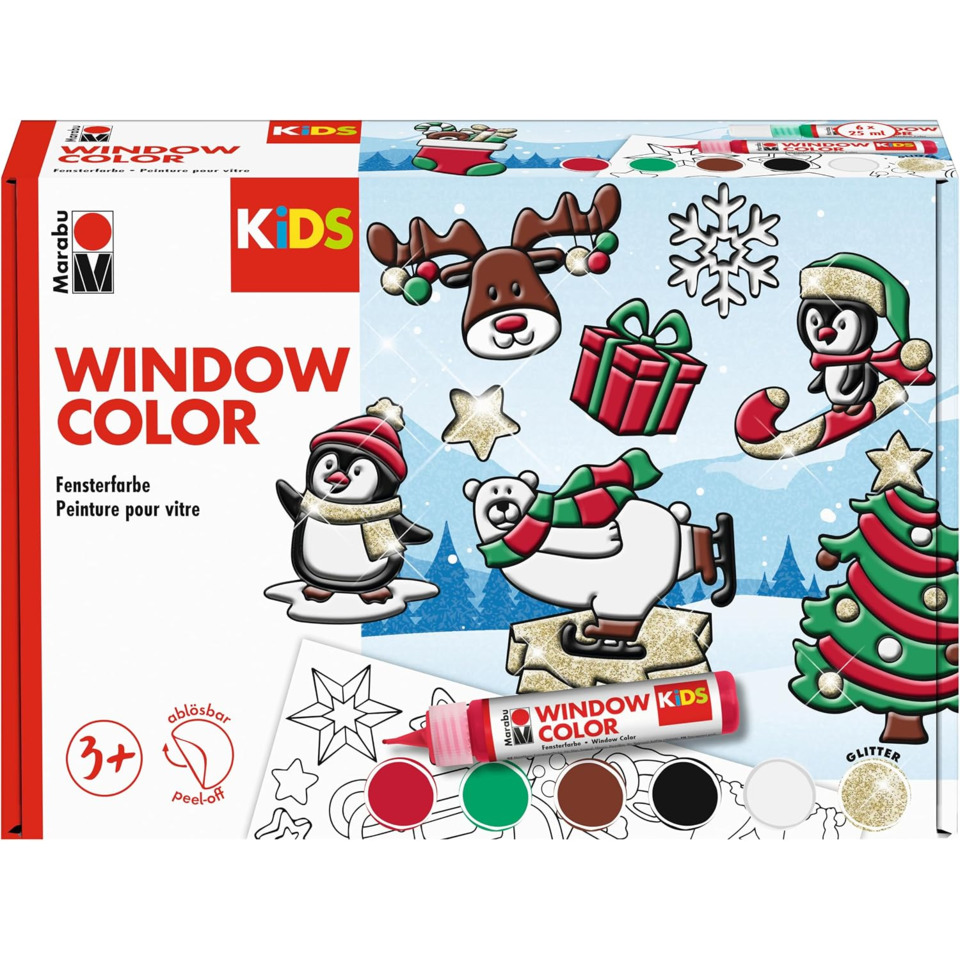Kinderfarben, Fensterfarbe, Winterdesign, Kunstset, Glitzer