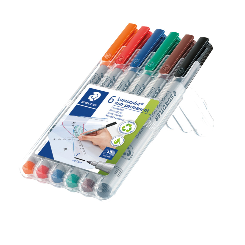Folienstift Lumocolor® non-permanent, ca. 0.6 mm, STAEDTLER Box mit 6 Farben STAEDTLER 316 WP6