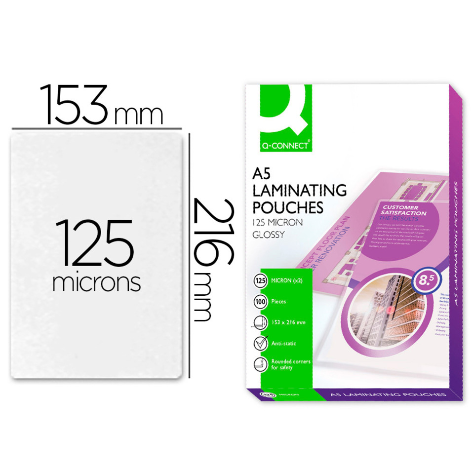 laminating pouch, A5, 125 micron, glossy, cards protection