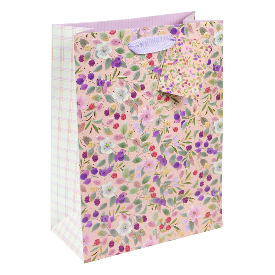 Geschenktüte, Blumenmuster, Papiertragetasche, Pastell, Größenangabe unbekannt