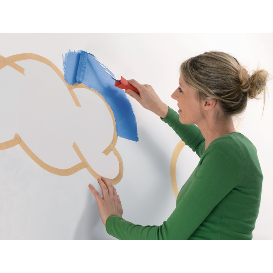 wandfarbe, malerwerkzeug, roller, wandgestaltung, farbenband