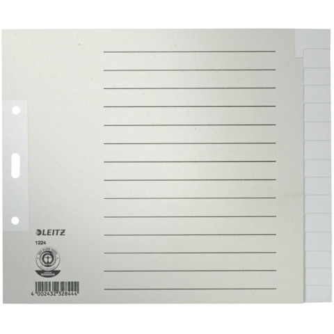 Papierregister Blanko, A4, Papier, 15 Blatt, grau LEITZ 1224-00-85