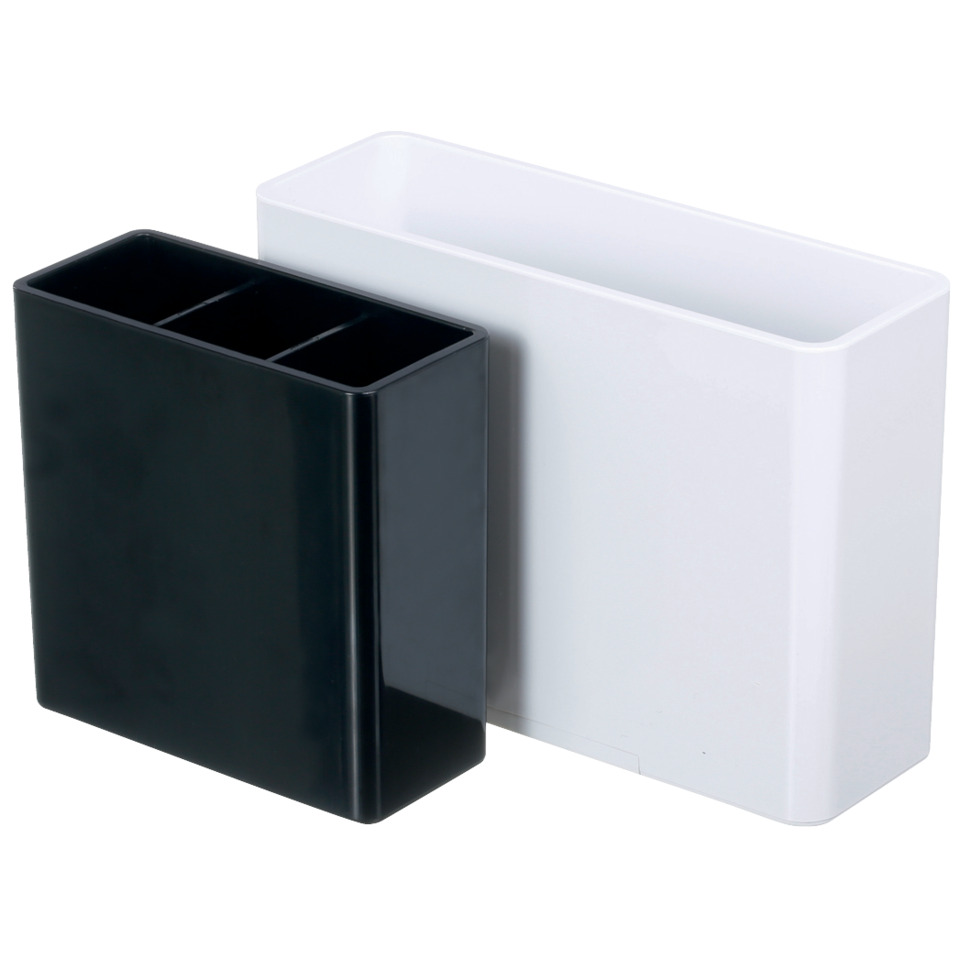 Schreibtisch-Organizer, Stifthalter, 2-teilig, Schwarz, Weiß