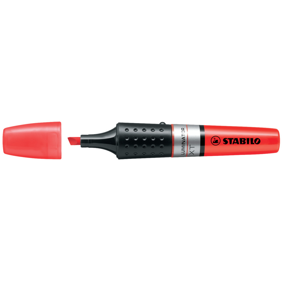 Marker, Markerstift, Fluo-rote Farbe, Spitze, Stabilo