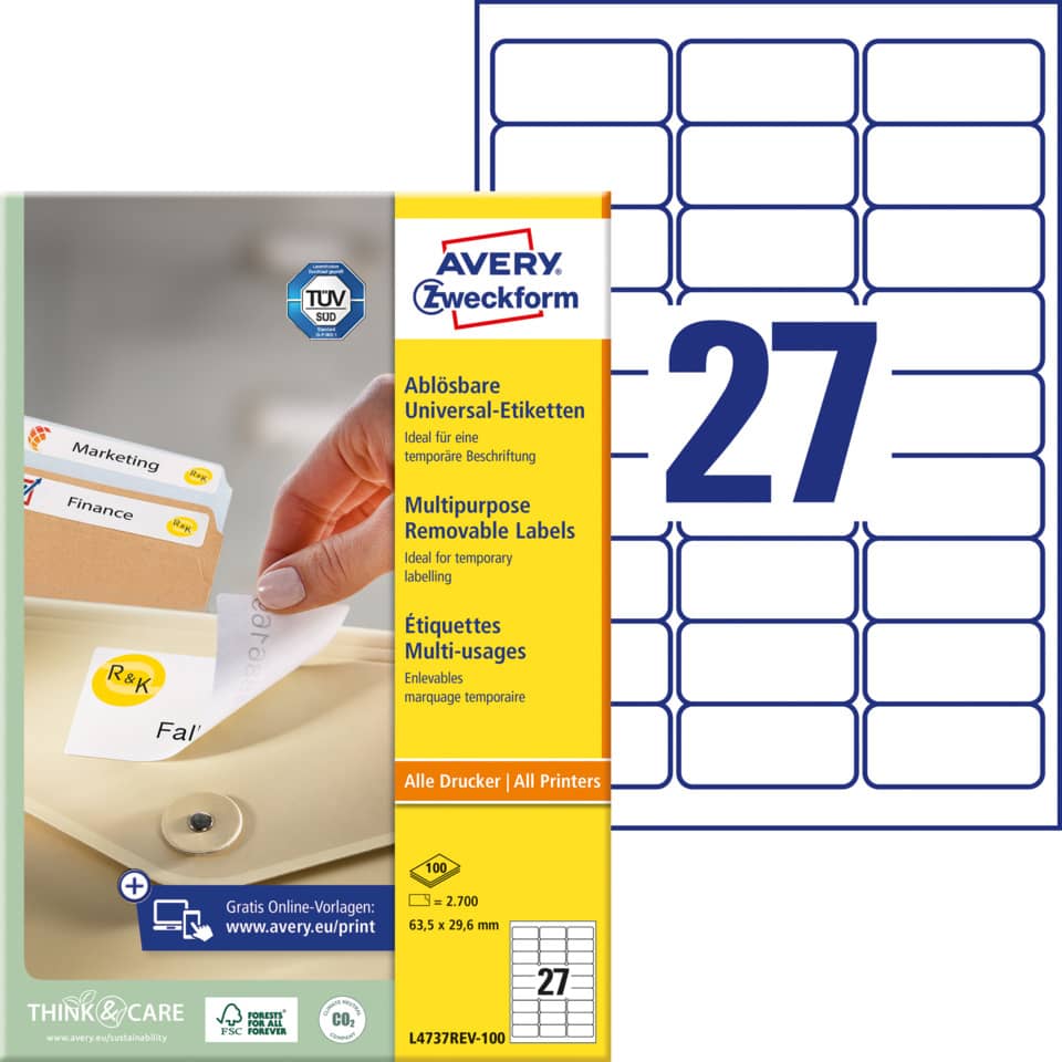 Multifunction labels, Wegwerfer, Avery, Klebepapier, Etikettenrolle