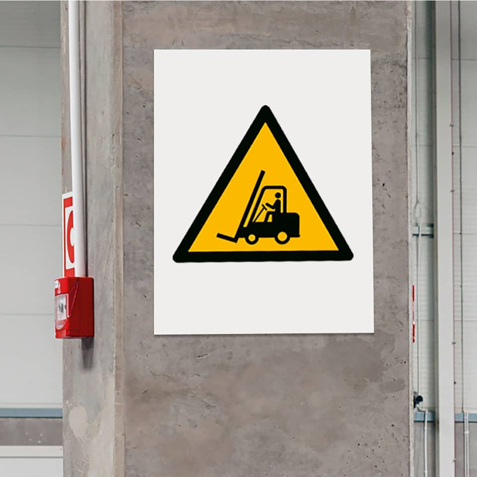 Warnhinweis, Gabelstapler, Schild, Sicherheitszeichen, Gelb-Schwarz