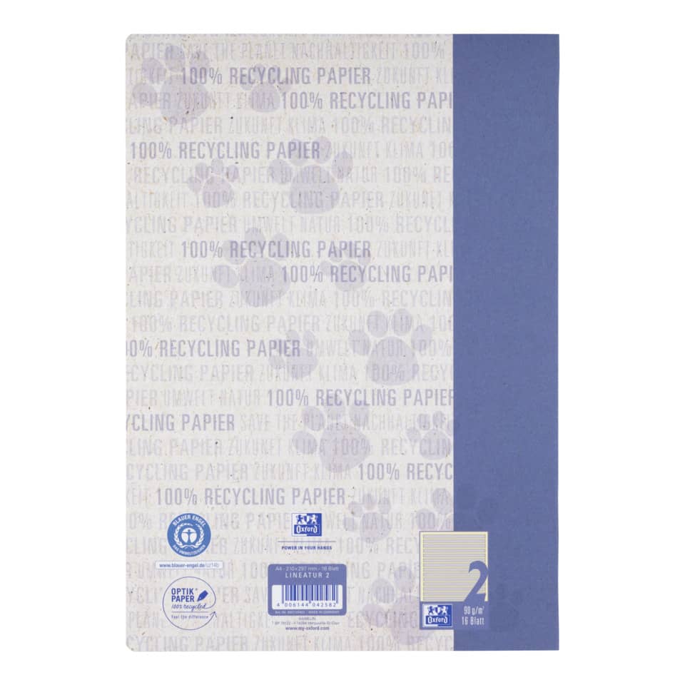 Recyclingpapier, Kopierpapier, A4 Blatt, Blaue Umrandung, Papierverpackung