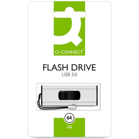 USB Stick 3.0 super speed inkl. URA silber 64GB Q-CONNECT KF16371