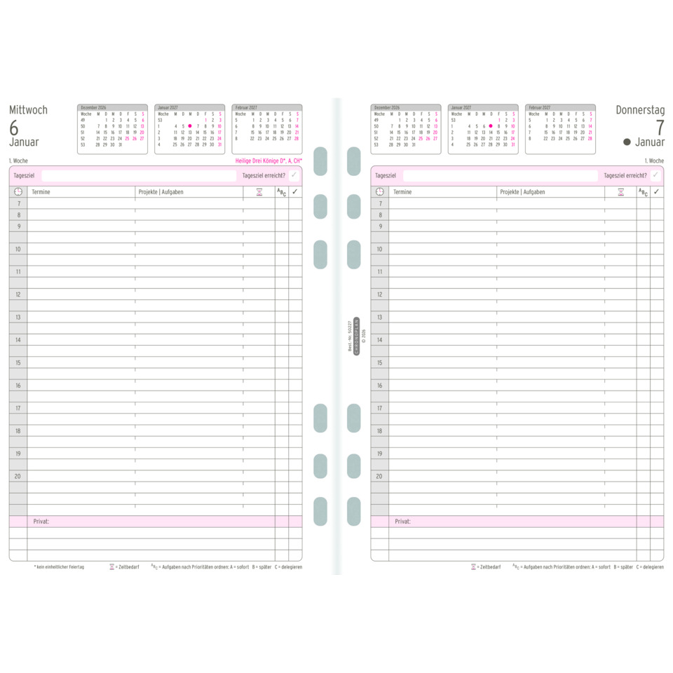 Planer, Kalender, Doppelseite, Doppelseitiges Format, A4