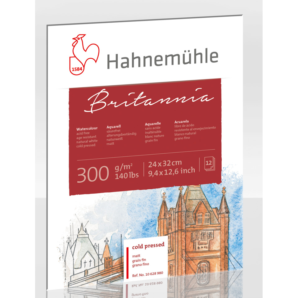 Aquarellpapier, Papierblock, 300 g/m², cold pressed, Bratannia look-aesthetic