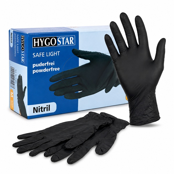 Nitrilhandschuhe, Gummihandschuhe, Schwarz, Powderfrei, Einweg