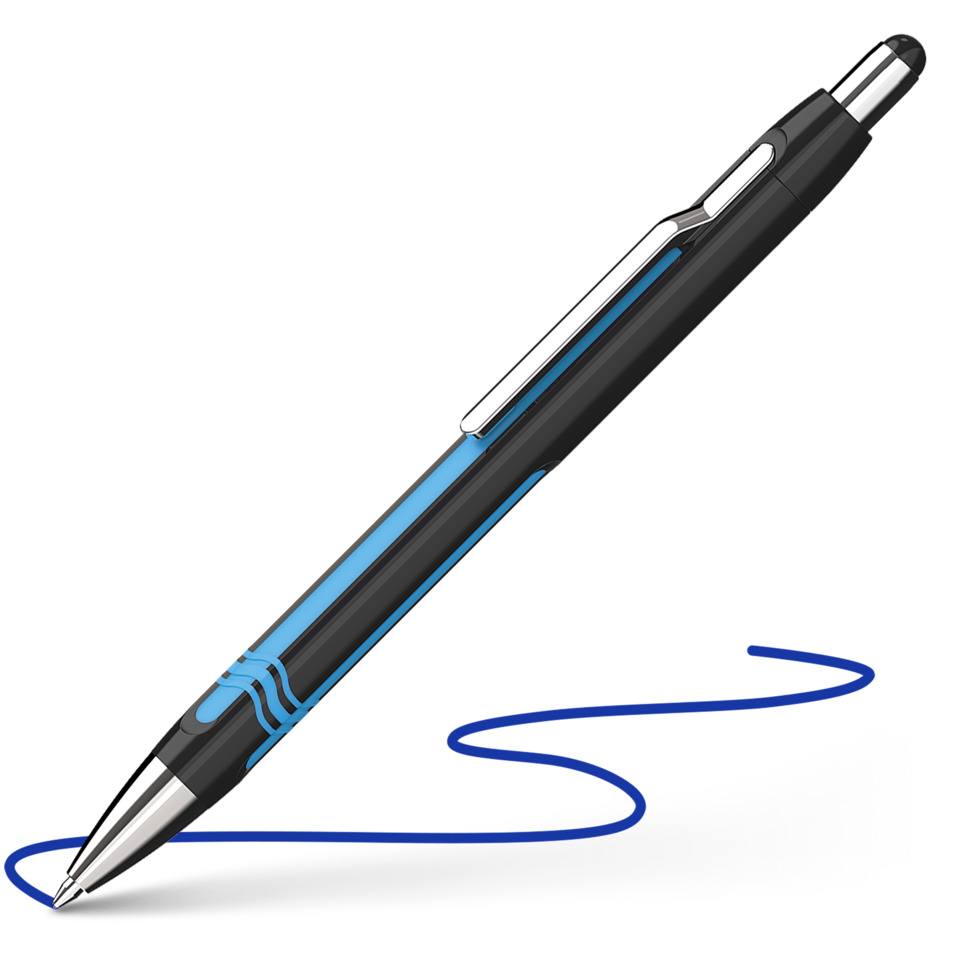Kugelschreiber, Medien, Kunststoff, Schwarz, Blau