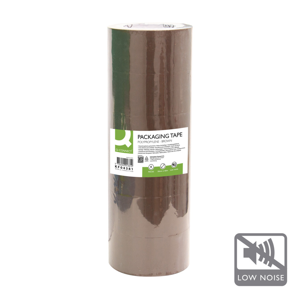 Packaging tape, Polypropylene, Brown, Roll, Low noise