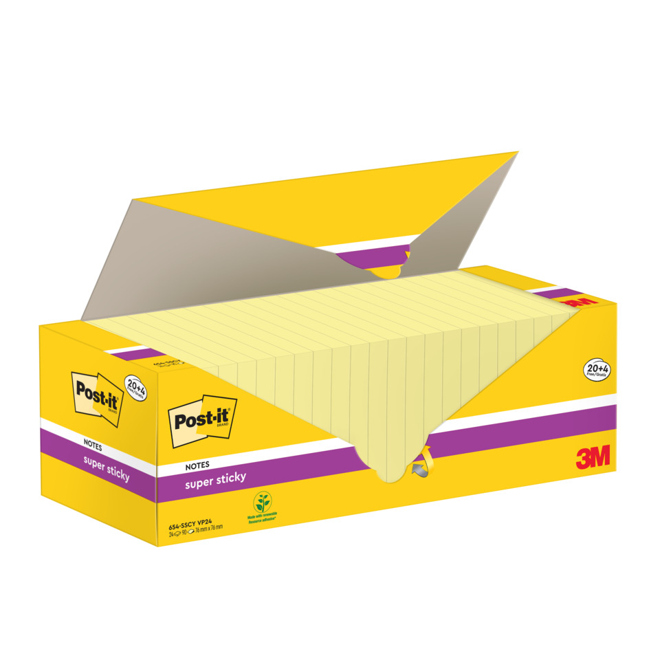 Post-it Notizen, Notizblöcke, Haftnotizen, Gelb, Super sticky