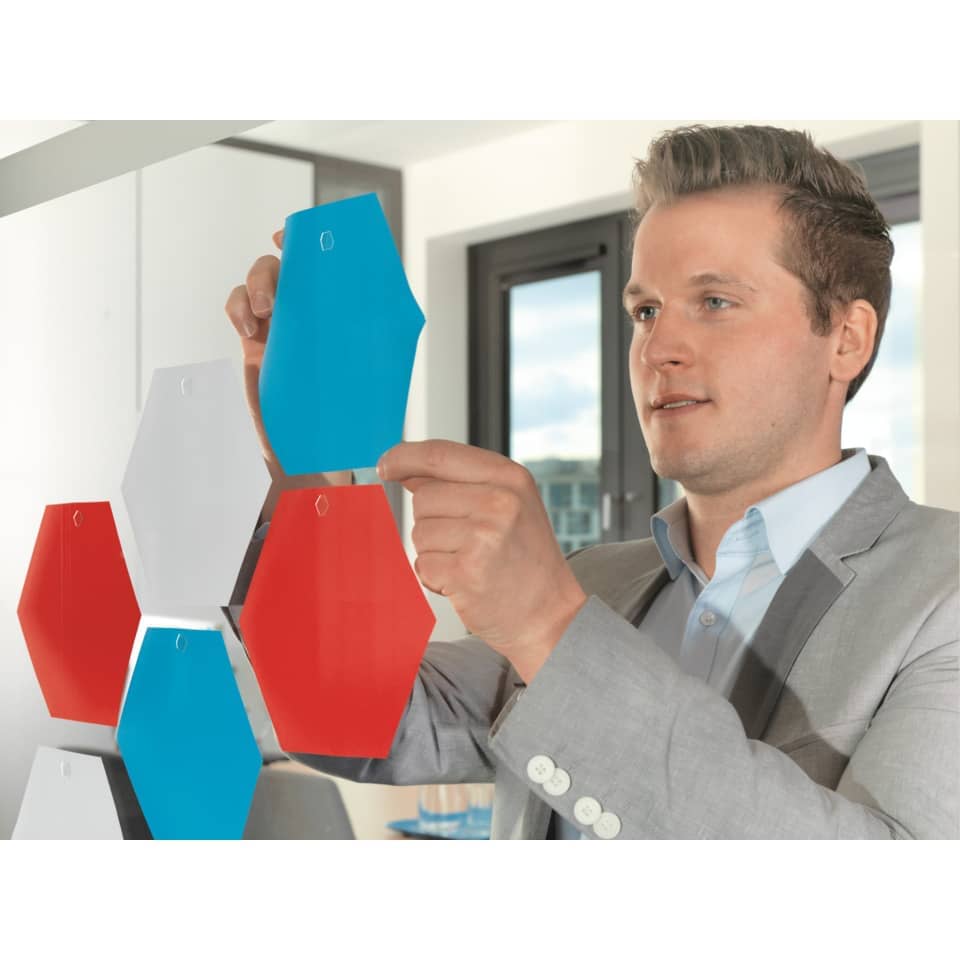 Hexagonformen, Farbfelder, Büro-Dekoration, Aufhänge-Schilder, blaues Plättchen