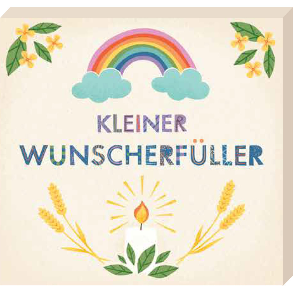 regenbogen, kinderkarte, wunschkarte, laterne, pflanzen
