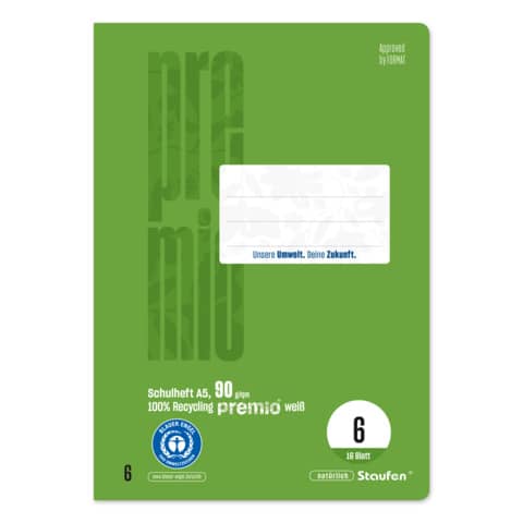 Schulheft Premio, DIN A5, blanko, LIN6, 16 Blatt STAUFEN PREMIO 040780006