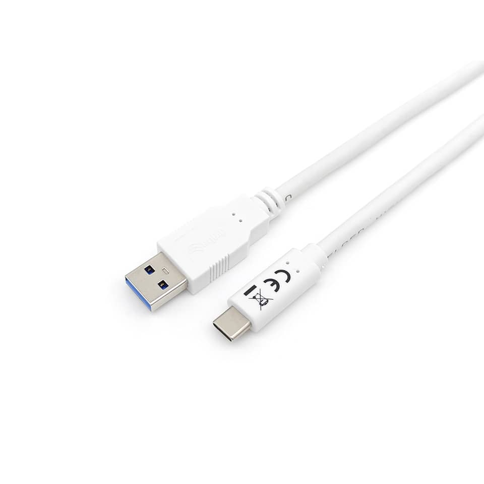 USB-A zu USB-C Kabel, weißes Kabel, Datenübertragung, Ladekabel, Type-C Anschluss