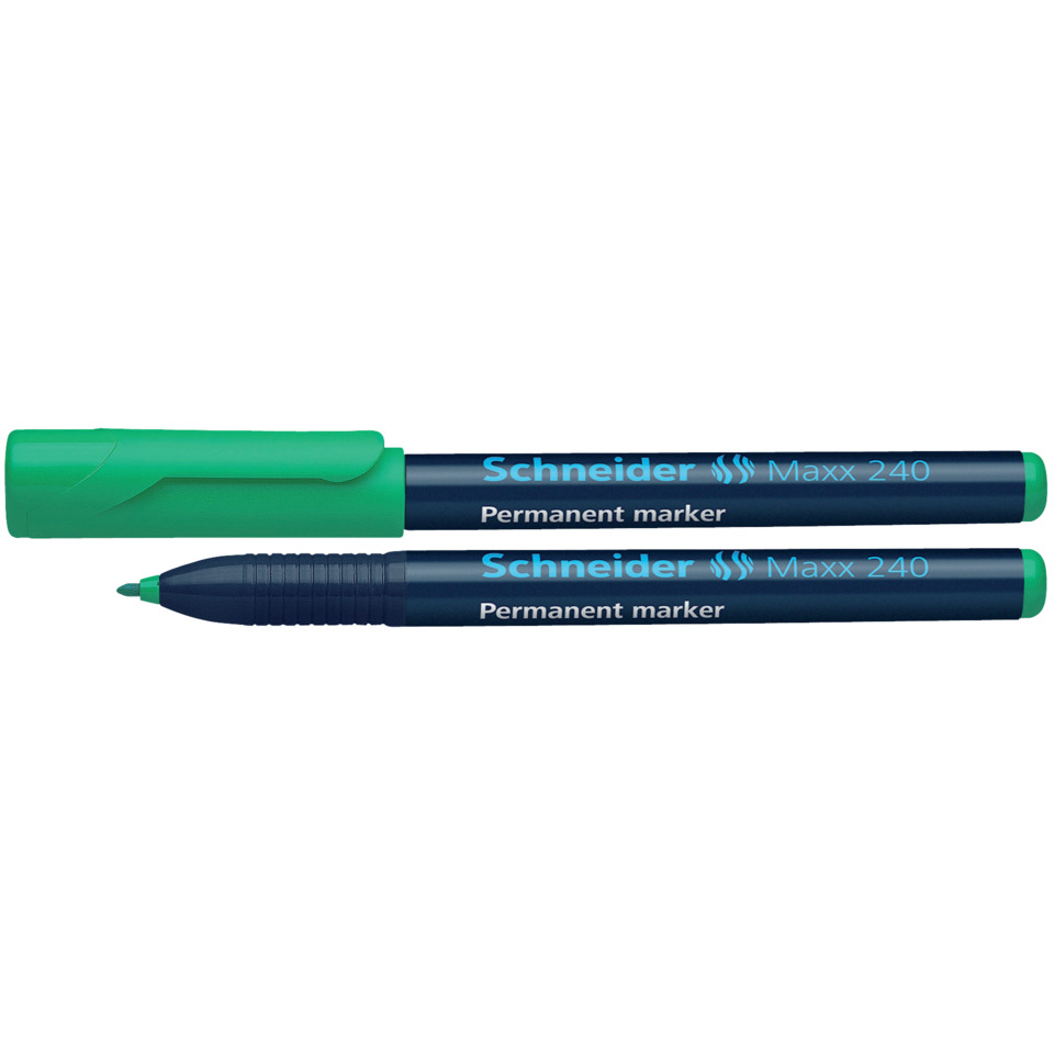 Permanent marker, Marker pen, Green cap, Blue body, Schneider Maxx 240