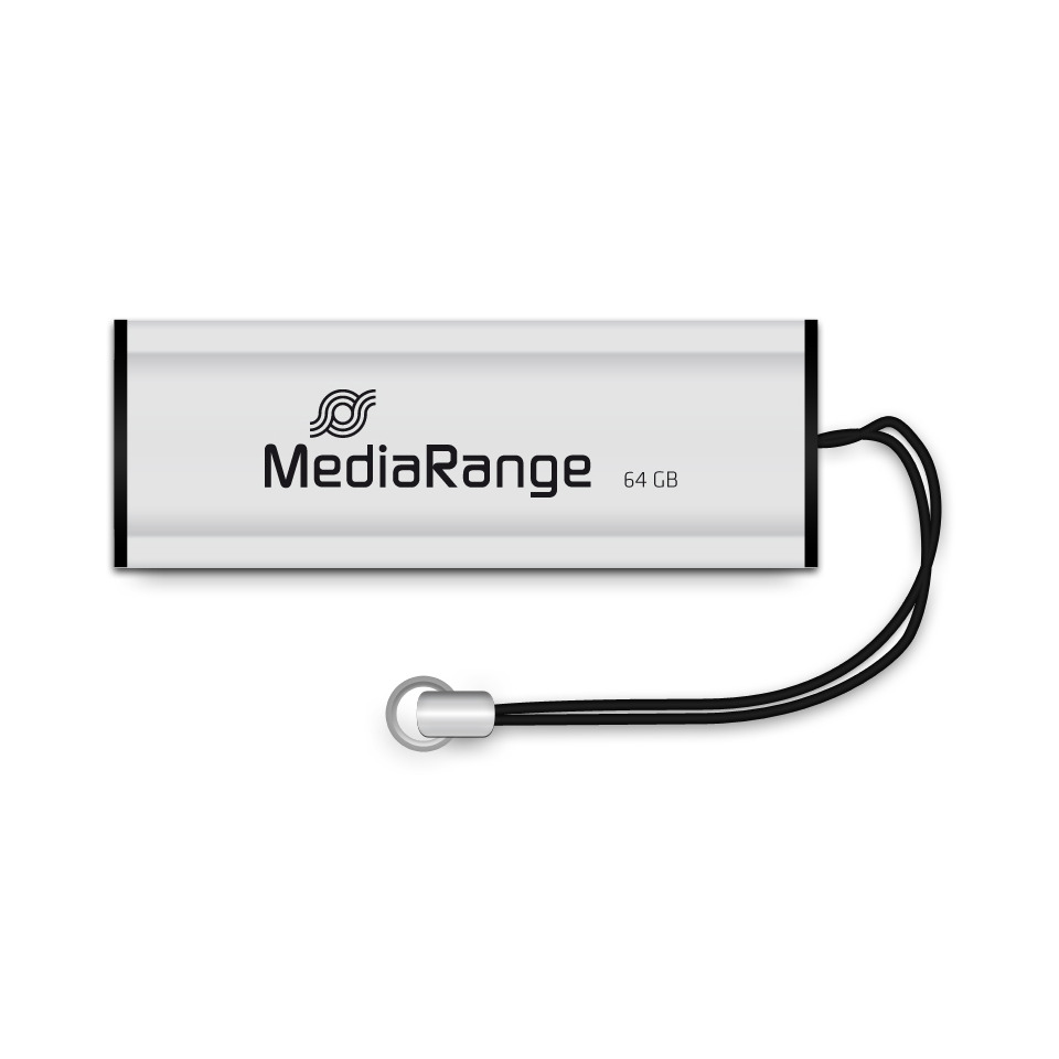 USB Flash Drive, 64 GB, Metall, Silber, Anhänger-Schlaufe