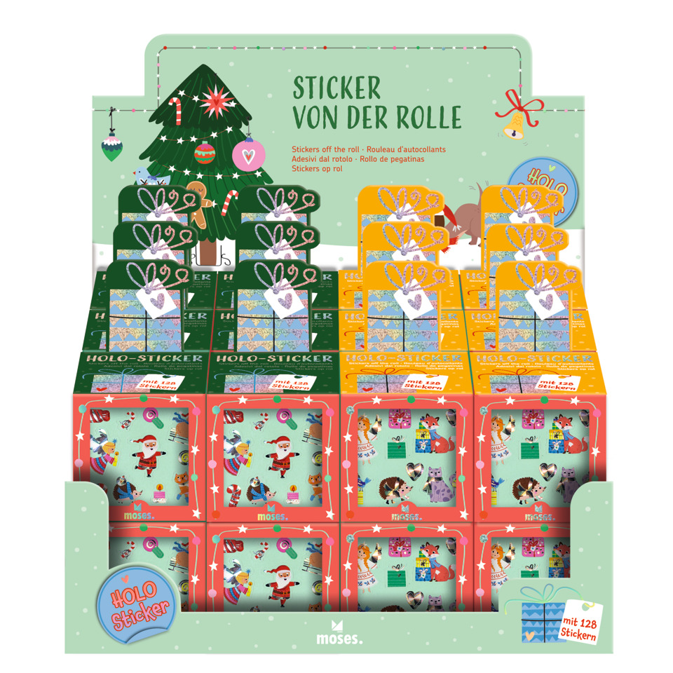 Stickerrolle Weihnachtsfreunde, 128 Stück MOSES. 16742