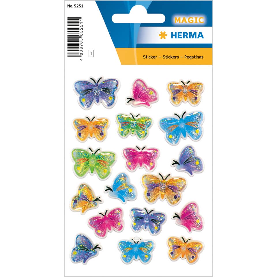 Schmetterling-Aufkleber, Sticker-Motive, Glitzer, bunt, Flügel-Design
