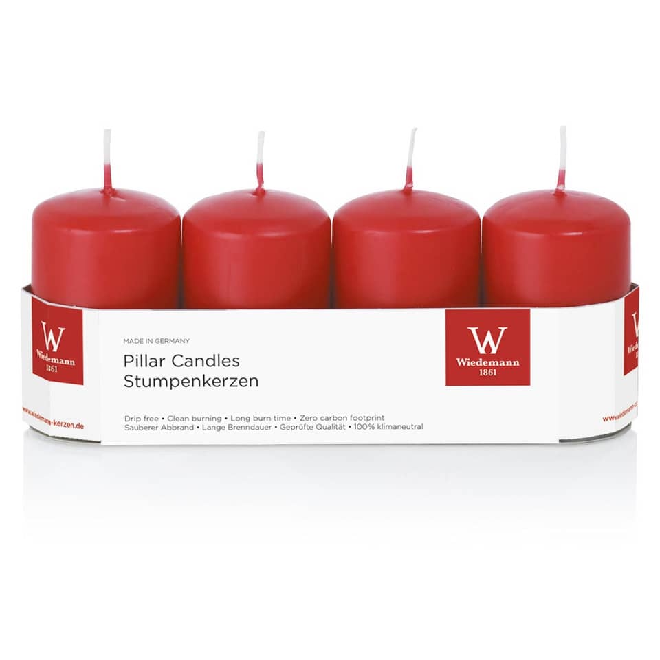 Stumpenkerzen, Pillar Candles, Rot, 4er-Pack, Stumpenkerzen-Set