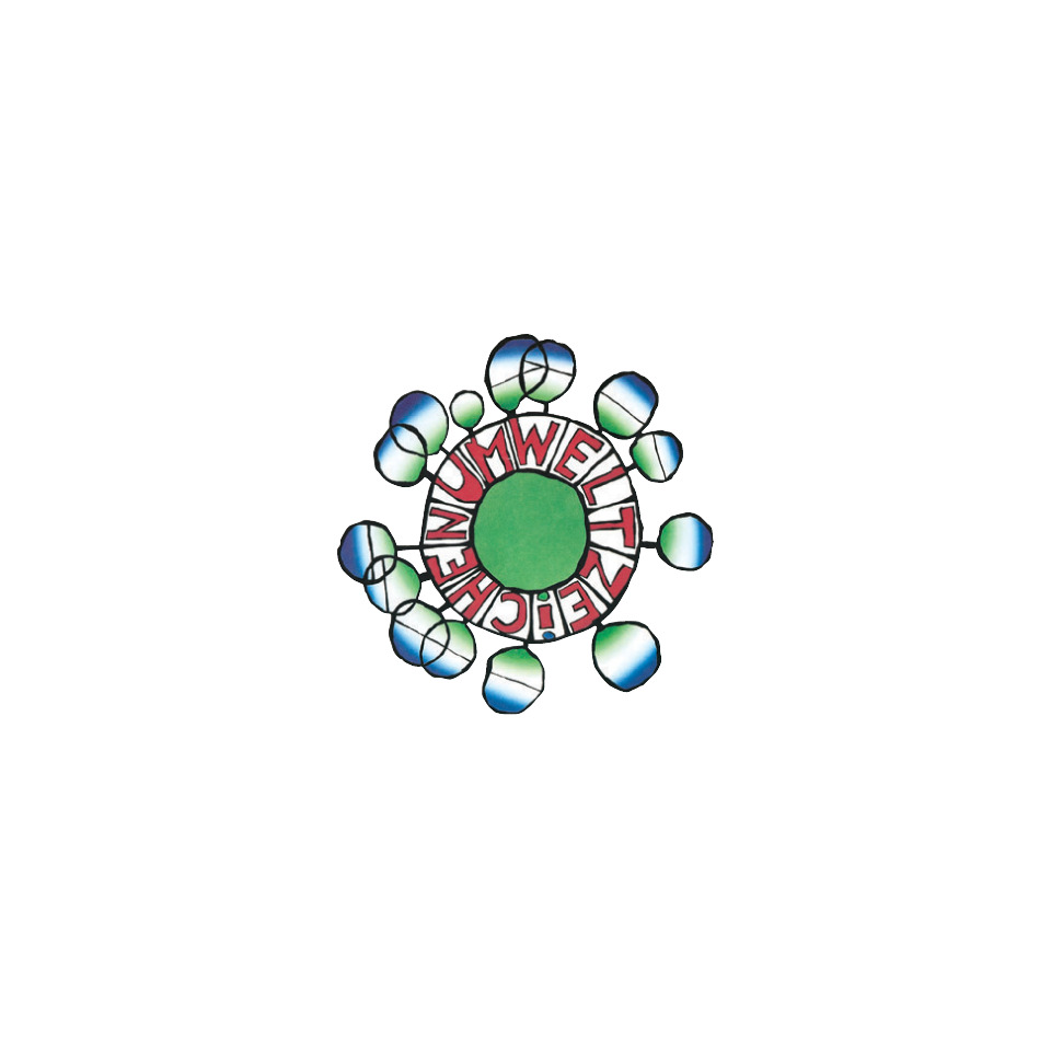 Button-Patch, Emblem, Kreislogo, Grüner Mitte, Blau-Grüner Ring