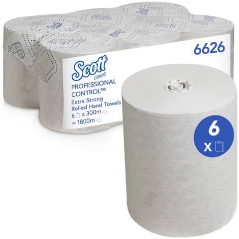 Rollenhandtuch Control™, 1-lagig, 6 x 300 m, weiß SCOTT CONTROL 6626