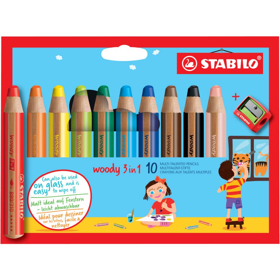 Holzstifte, Buntstifte, Wachsstift, 10er-Set, Kinderzeichnung