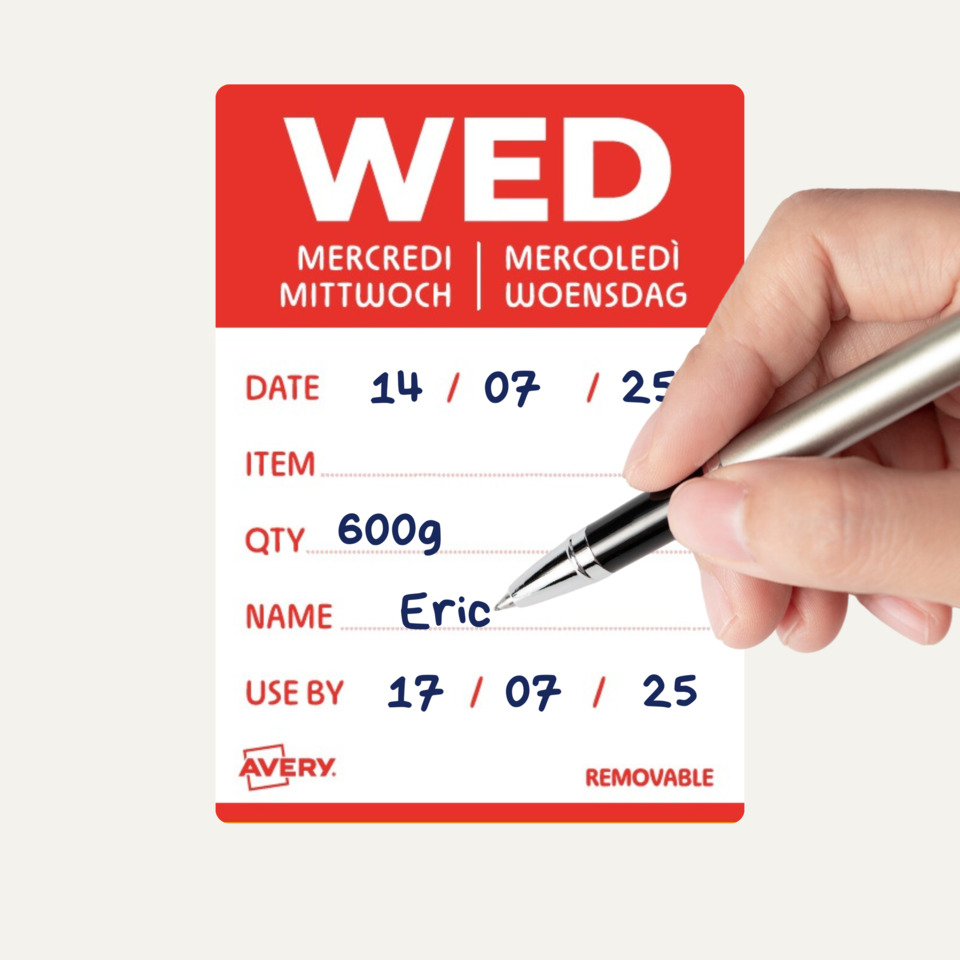 esd label, date label, handwriting, pen, removable tag