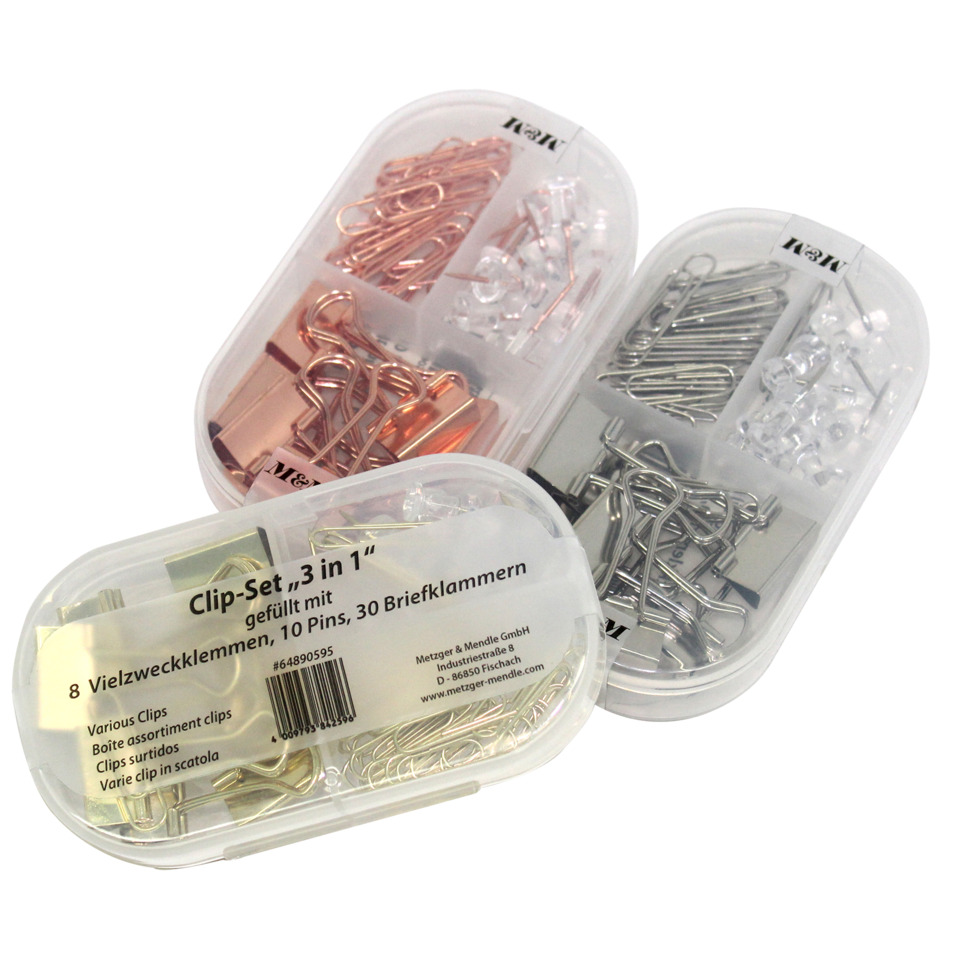 Clip-Set, Klemmsortiment, Briefklammern, Ordnerzubehör, Multiklammern