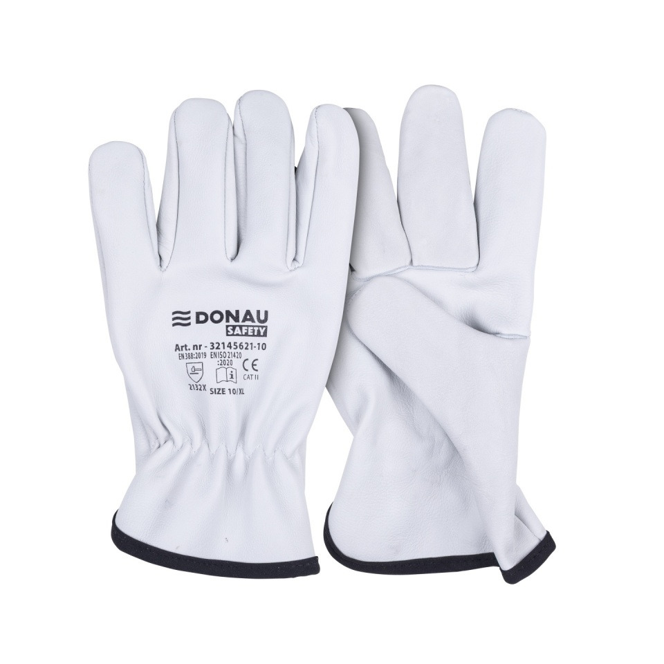 Schutzhandschuhe, Arbeitshandschuhe, Leder, Weiß, Cuff elastisch