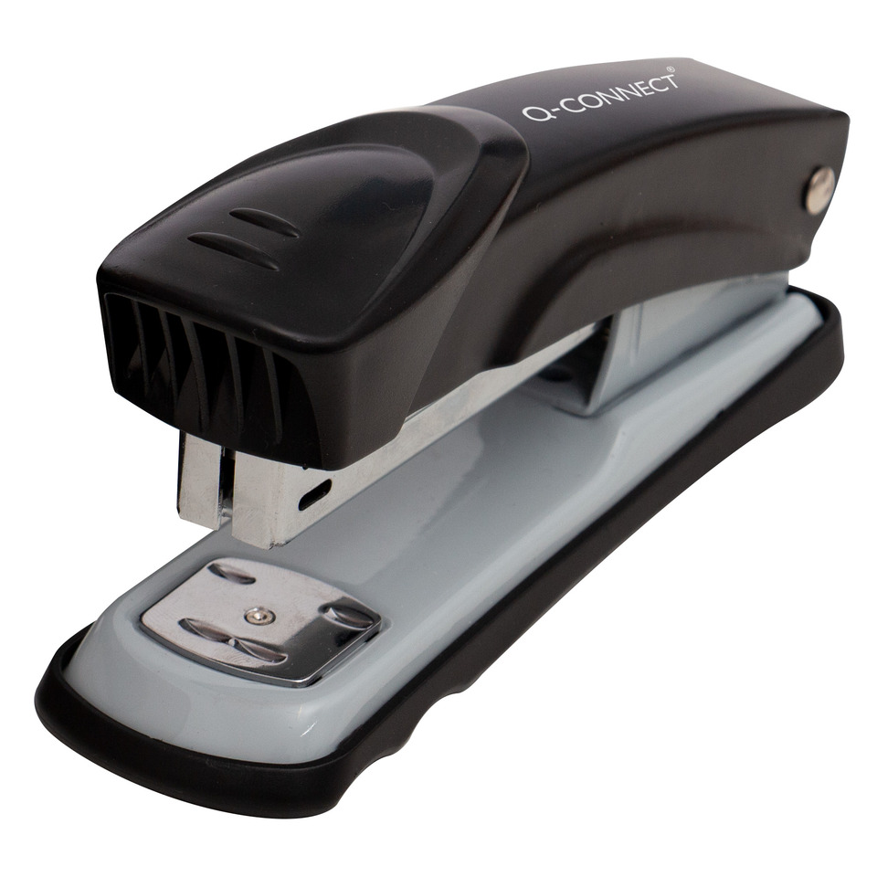 Heftmaschine, 20 Blatt, Einlegetiefe 55 mm, Metall, schwarz/grau Q-CONNECT KF14208