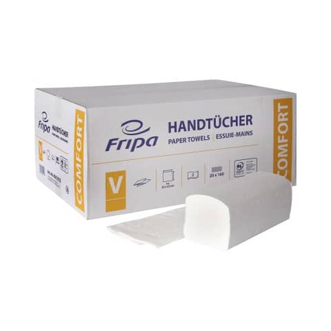Falthandtuch COMFORT V-Falz 2-lagig hochweiß   20 x 160 Blatt FRIPA 4042102