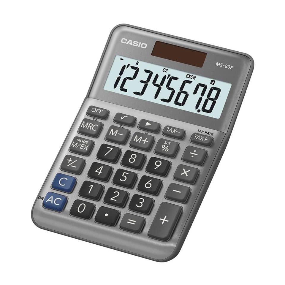 Taschenrechner, Casio, Großes Display, Tastenfeld, Solar-/Batterieanzeige