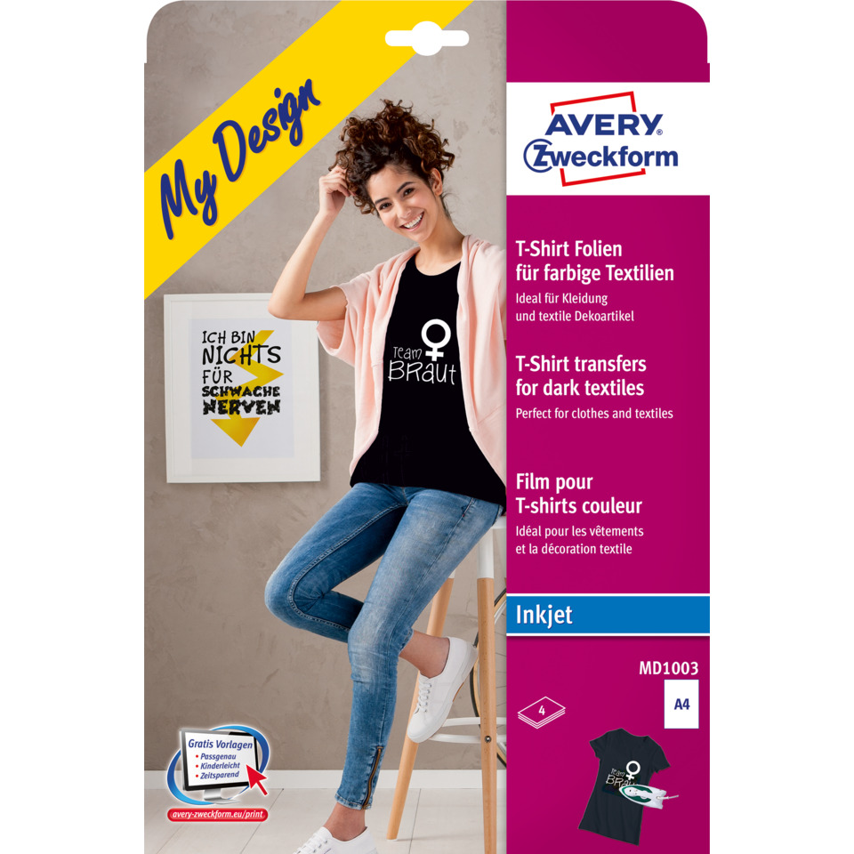 T-Shirt Transfer, Textilfolie, bunte Textilien, A4, Inkjet