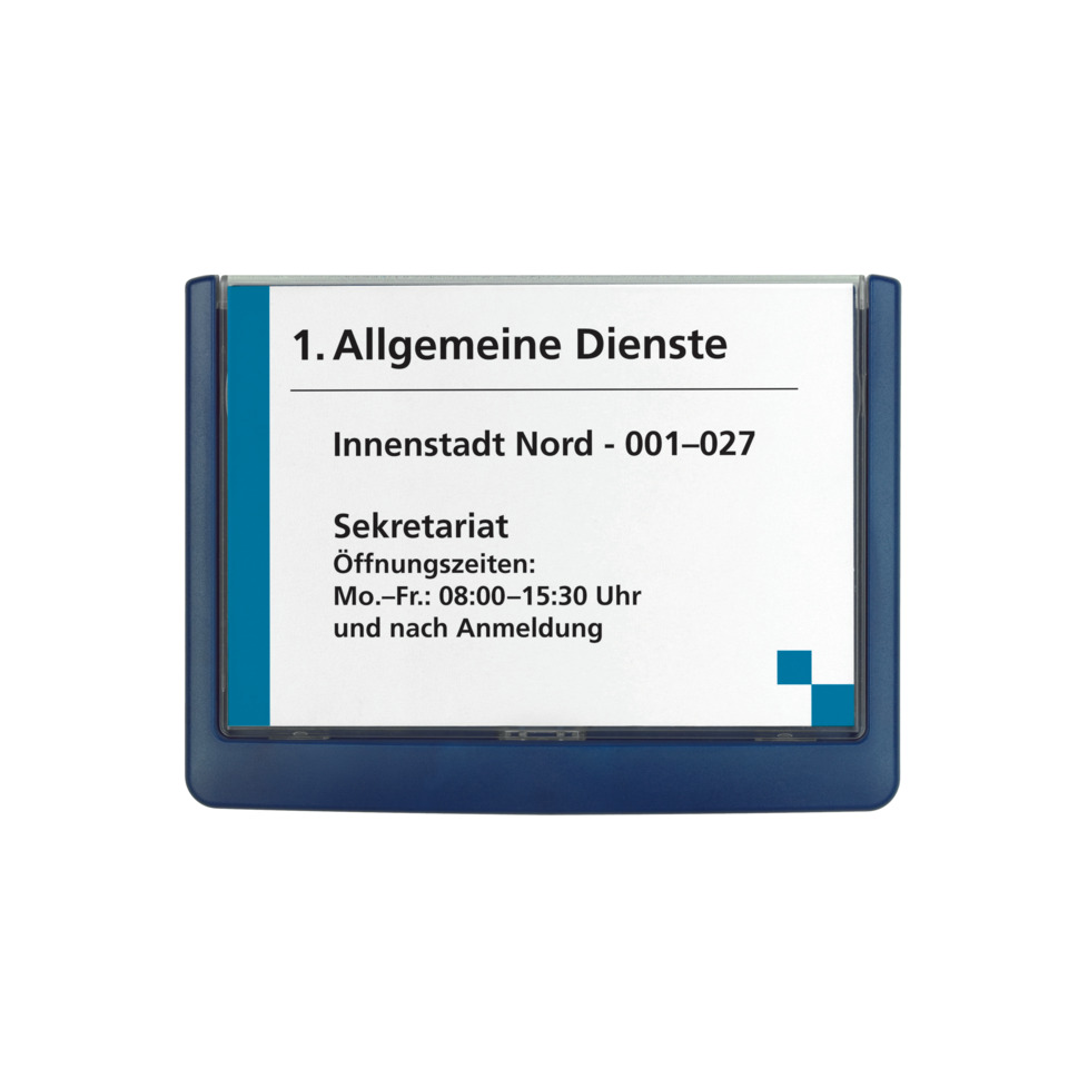 Trennkarte, Schilderung, Allgemeine Dienste, Sekretariat, Öffnungszeiten