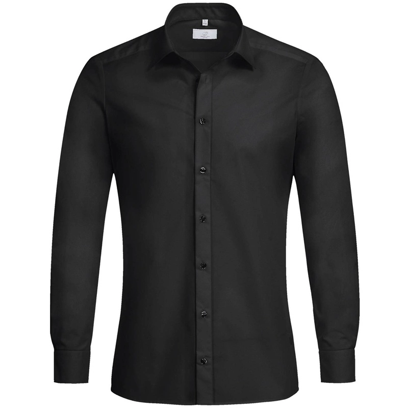 GREIFF Herren-Langarmhemd Basic Slim Fit schwarz
