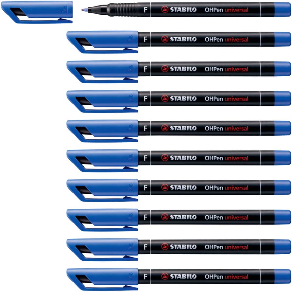 Stabilo marker, Marker pen, Blue cap, Chisel tip, Universal