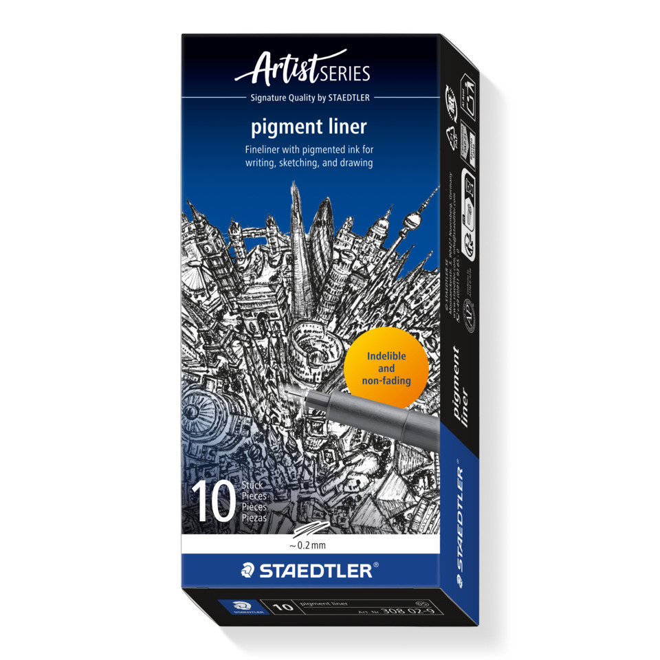 Pigmentliner, Tuschestift, Fineliner, Indelible, Stückzahl 10