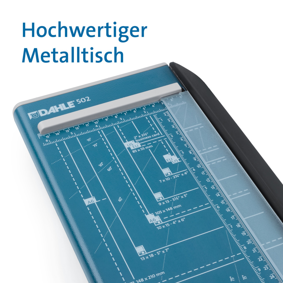 Metall-Schneidemaschine, Heftgerät, Schneidelineal, Blau, Dahle 502