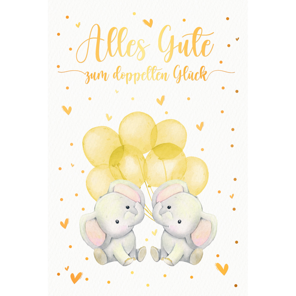 Ballons, Elefanten, Zwei, Gelb, Happy