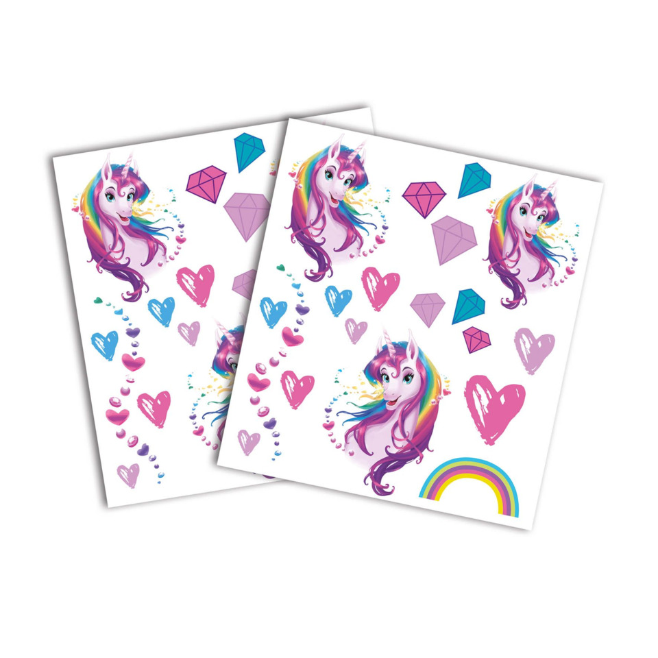 Einhorn, Herz-Muster, Diamant, Regenbogen, Sticker