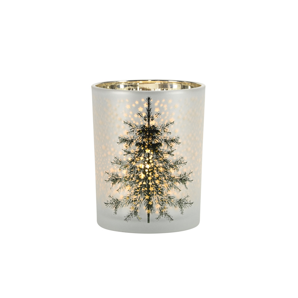 Teelicht, Kerzenhalter, Weihnachtsdeko, Lichterkette, Baum-Motiv