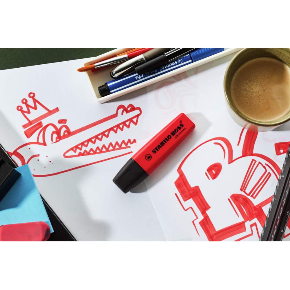 Marker, Red marker, Artwork, Drawing, Cup of coffee