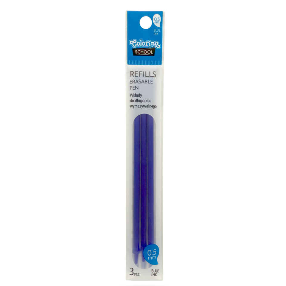 Erasable pen, Blue ink, Refillable, Blue, 3 pcs