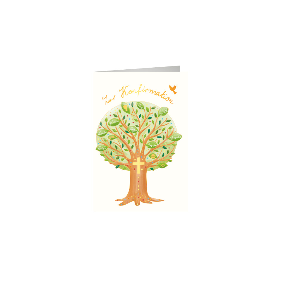 Baum, Kreuz, Informationskarte, Baumstruktur, Kirchliche Symbolik